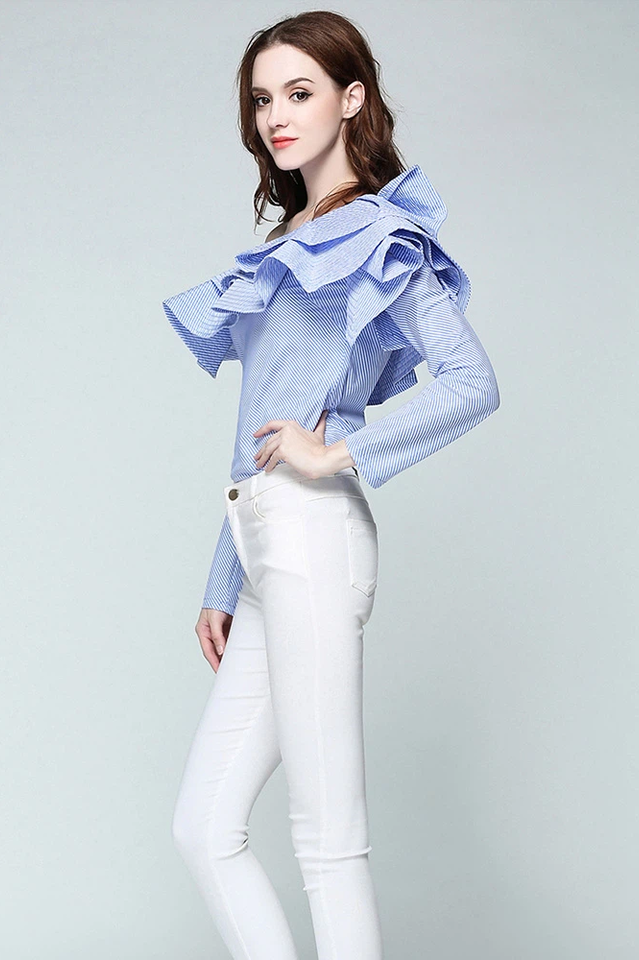One Shoulder Ruffled Shirt | Dress In Beauty
