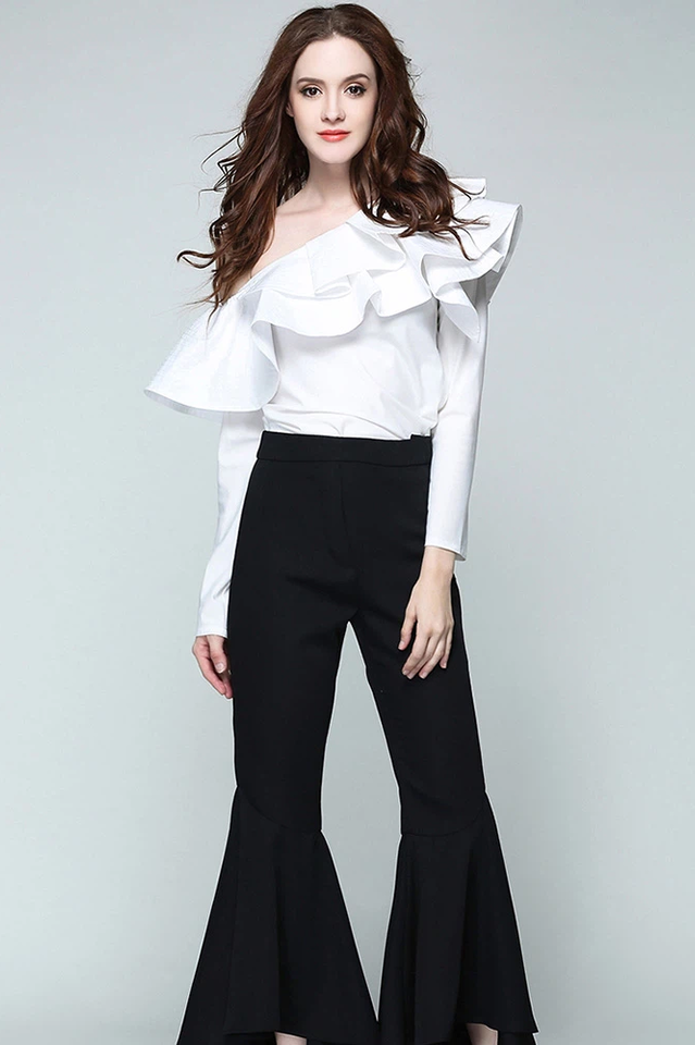 One Shoulder Ruffled Shirt | Dress In Beauty