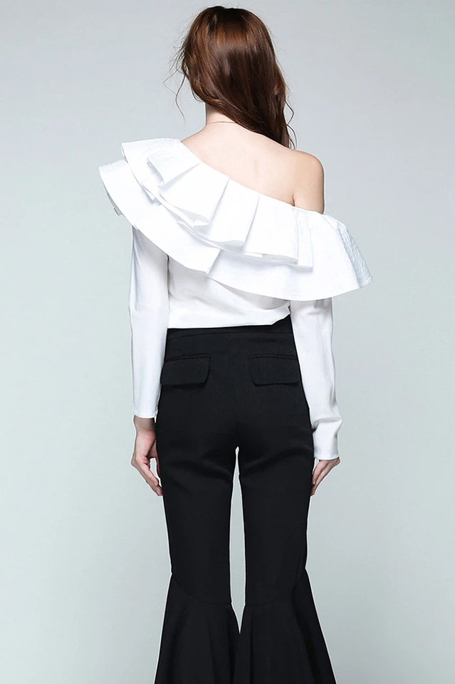 One Shoulder Ruffled Shirt | Dress In Beauty