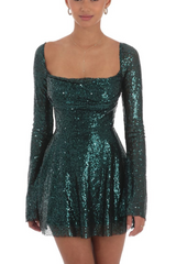 Sequin Flare Dress in Rose Gold | Dress In Beauty