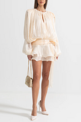 Ruffled Mini Dress With Flowing Silhouette