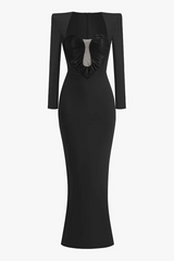Pleated Sweetheart Bodycon Maxi Dress