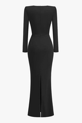 Pleated Sweetheart Bodycon Maxi Dress