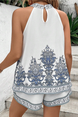 Plus Paisley Print Halter Top & Shorts