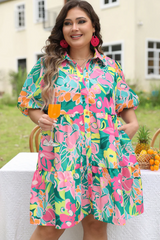 Floral Collar Buttoned Babydoll Dress