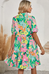 Floral Collar Buttoned Babydoll Dress