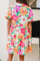 Floral Collar Buttoned Babydoll Dress