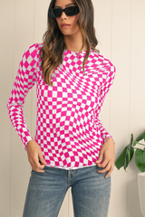 Rory Checkered Mesh Top