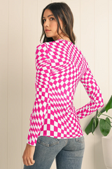 Rory Checkered Mesh Top