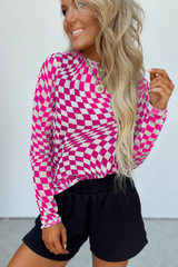 Rory Checkered Mesh Top