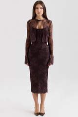 Larra Chocolate Lace Bra with Waistcoat