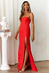 Strapless Occasion High Spilt Maxi Dress