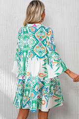 Tribal Bracelet Sleeve Buttoned Mini Dress