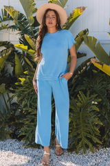 Knit Short Sleeve T Shirt + Pants Set | Dress In Beauty