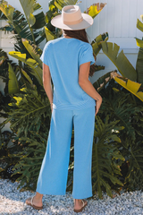Knit Short Sleeve T Shirt + Pants Set | Dress In Beauty