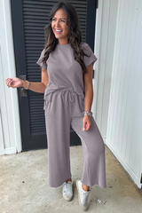 Knit Short Sleeve T Shirt + Pants Set | Dress In Beauty