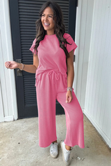Knit Short Sleeve T Shirt + Pants Set | Dress In Beauty