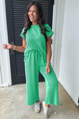 Knit Short Sleeve T Shirt + Pants Set | Dress In Beauty