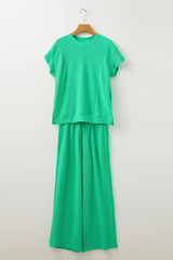 Knit Short Sleeve T Shirt + Pants Set | Dress In Beauty