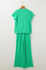 Knit Short Sleeve T Shirt + Pants Set | Dress In Beauty