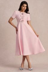 Zoe Bowknot Crystal-Embellished Midi Dress