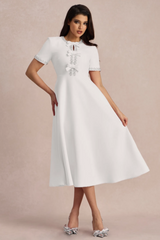 Zoe Bowknot Crystal-Embellished Midi Dress