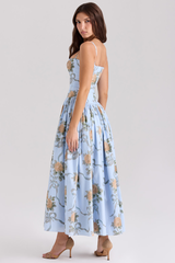 Vintage Rose Print Cotton Midi Sundress