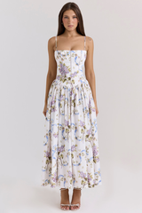Vintage Rose Print Cotton Midi Sundress