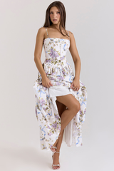 Vintage Rose Print Cotton Midi Sundress