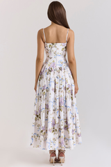 Vintage Rose Print Cotton Midi Sundress