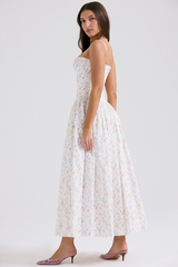 Vintage Rose Print Cotton Midi Sundress