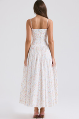 Vintage Rose Print Cotton Midi Sundress