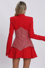 Keilani Red Long Sleeve Mini Dress