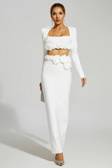Dellis Flower Bandage Skirt Set