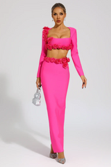 Dellis Flower Bandage Skirt Set