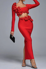 Dellis Flower Bandage Skirt Set