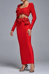 Dellis Flower Bandage Skirt Set