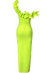 One Shoulder Ruffle Maxi Dress
