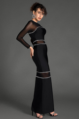 Boyle Black Mesh Bandage Dress