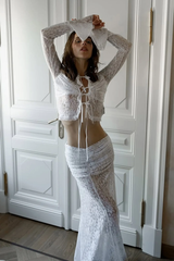Beverly See-Through Lace Top & Skirt Set