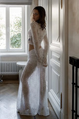 Beverly See-Through Lace Top & Skirt Set
