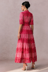 Sabrina Embroidered Lace Midi Dress