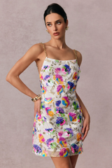 Fanny Embroidered Sequins Backless Mini Dress