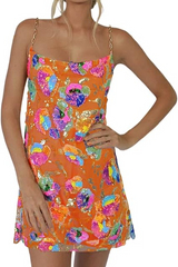 Fanny Embroidered Sequins Backless Mini Dress
