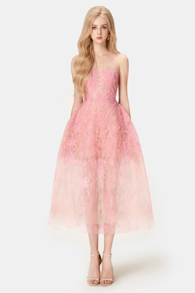 Pink Beaded Lace Dress | Dress In Beauty