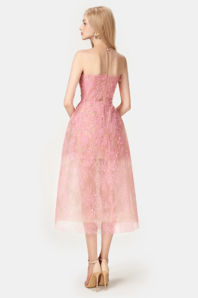 Pink Beaded Lace Dress | Dress In Beauty