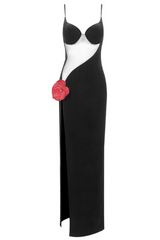 Laceleaf Detail Mesh Maxi Velvet Dress | Dress In Beauty