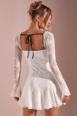 Ruffled Hem Pleated Dress