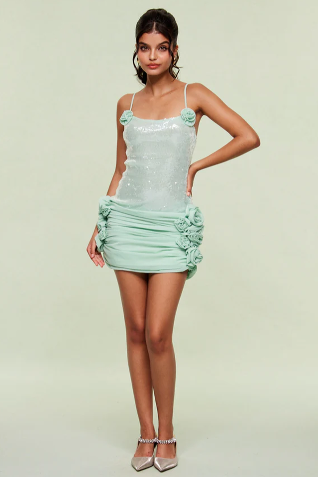 Sequin Floral Draped Corset Dress | Dress In Beauty