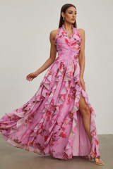 Paloma Ruffled Halter Maxi Dress